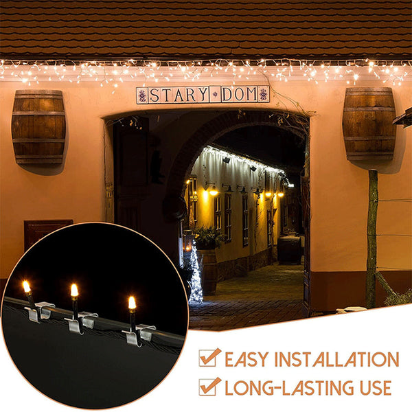 50PCS LED Fairy Lights Steel Gutter Hooks Metal Clips Christmas Party Clip TOOL