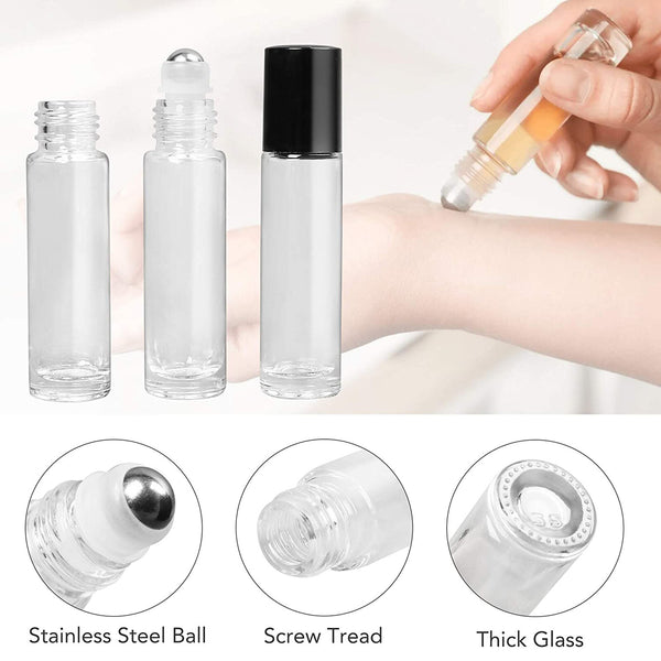 10PCS Glass Roller Bottles Essential Oil Roll-On Bottles 5ML 10ML