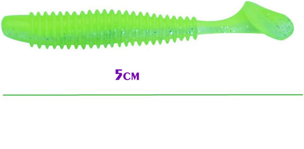 100 Soft Plastic Fishing Lure Tackle 50mm Paddle Tail Grub Worm bream lures Bass