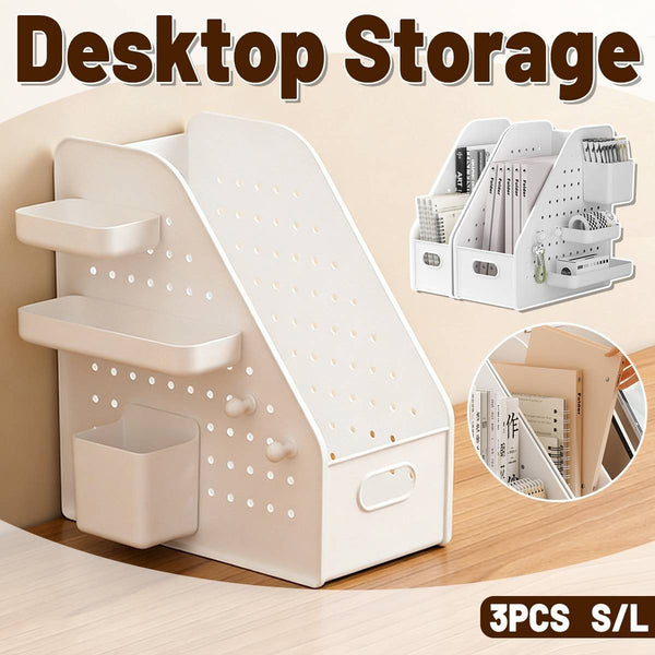 Pegboard Desktop Organiser 3 Piece S Or L Size White File Holder Pen Caddy New