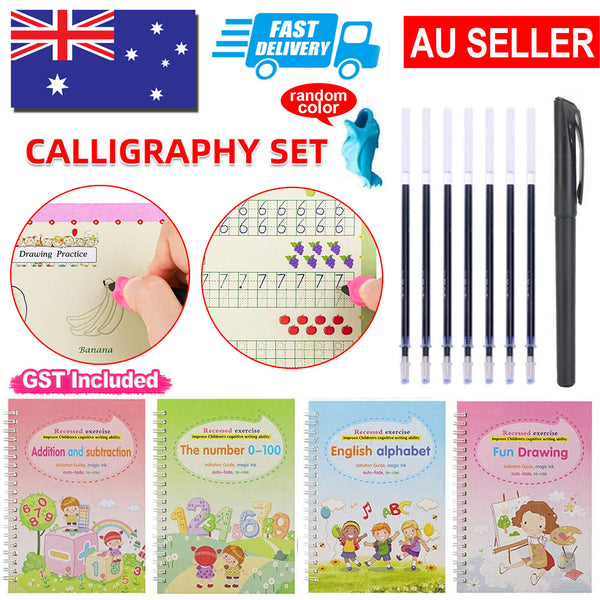 4pc Groovd Magic Copybooks Grooved Children's Handwriting Gift Book Practice Set