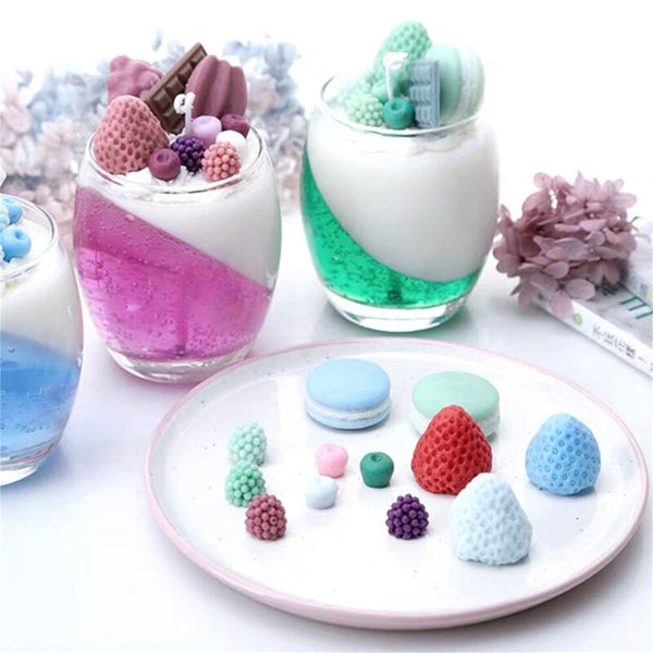 4PCS Fruit Silicone Candle Mold Set Strawberry Orange Raspberry Blueberry Moulds