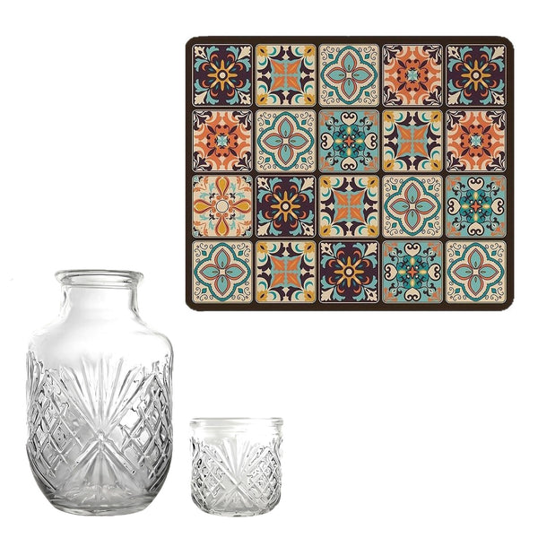 Dish Drying Mat with Glass Pitcher & Cup Set – Decorative Kitchen Draining Mat