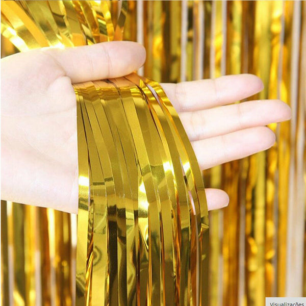 1M Tinsel Curtain Foil Metallic Fringe Backdrop Party Door Decorations Event AU
