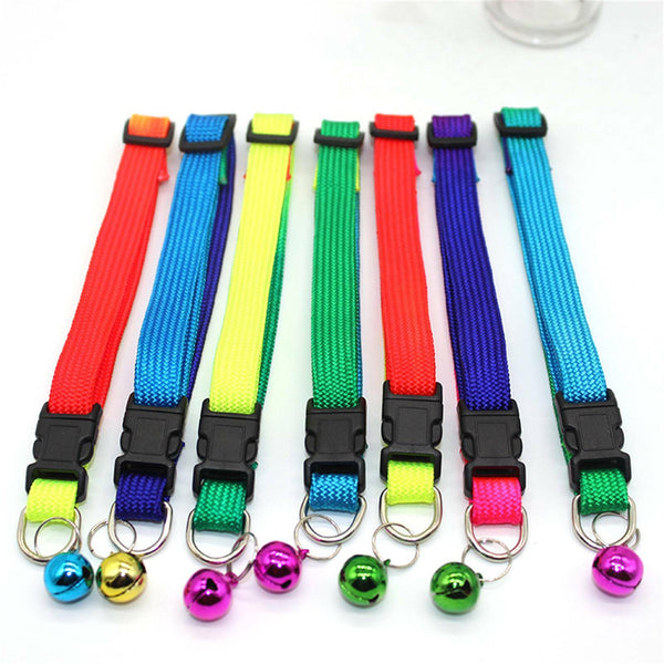 5PCS Dog Kitten Puppy Collar Adjustable Harness Pet Cat Neck Strap with Bell AUS