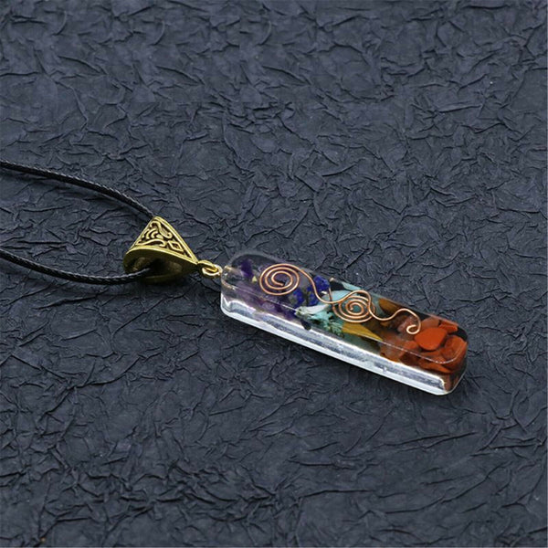 2pcs 7 Stone Necklace Chakra Natural Stone Necklace Yoga Pendant Unisex Pendant