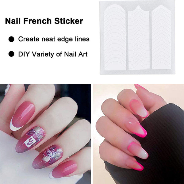 10Sheets French Tip Nail Decoration Strip Sticker Stencil Guides Manicure Art AU