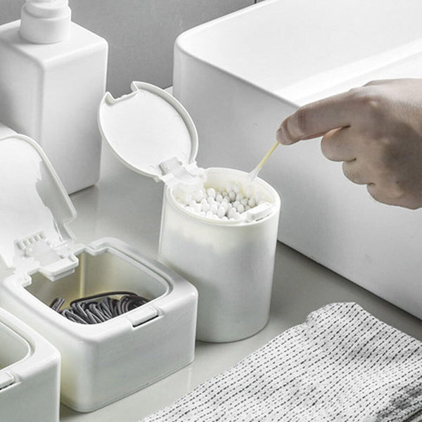 Small Plastic Desktop Storage Box with Lid Organizer Bucket for Office Home Use