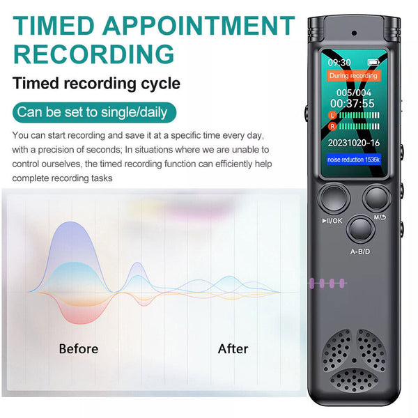 64G Digital Voice Activated Recorder Mini Audio Recording MP3 Device for Meeting