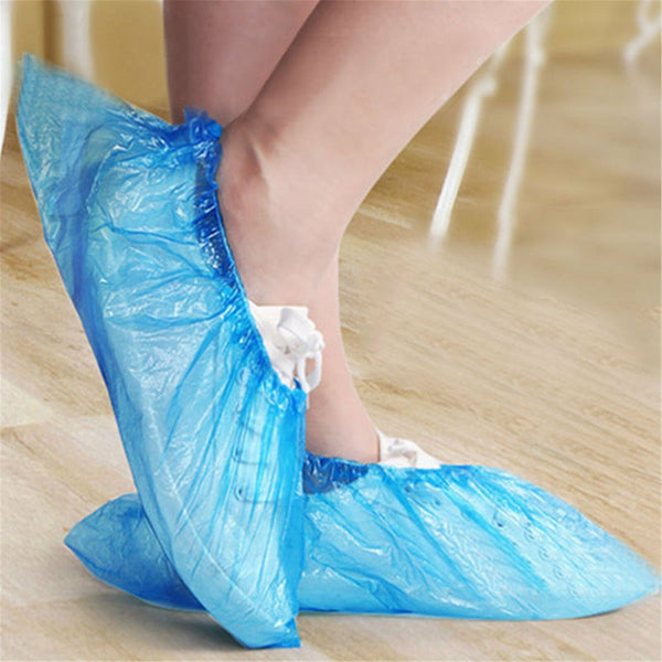 500PCS Disposable Waterproof Shoe Covers Blue Plastic Boot Covers Mud Resistant