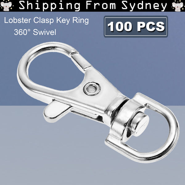 100PCS Swivel Lobster Clasp Clips Hook Alloy Key Ring Split Keychain Durable DIY