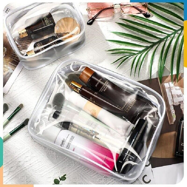 Cosmetic Makeup Toiletry Clear PVC Organizer Travel Wash Bag Holder Set