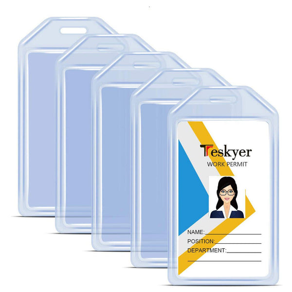 10x Clear Silicone ID Badge Holder Name Tag Vertical ID Card Holders Heave Duty