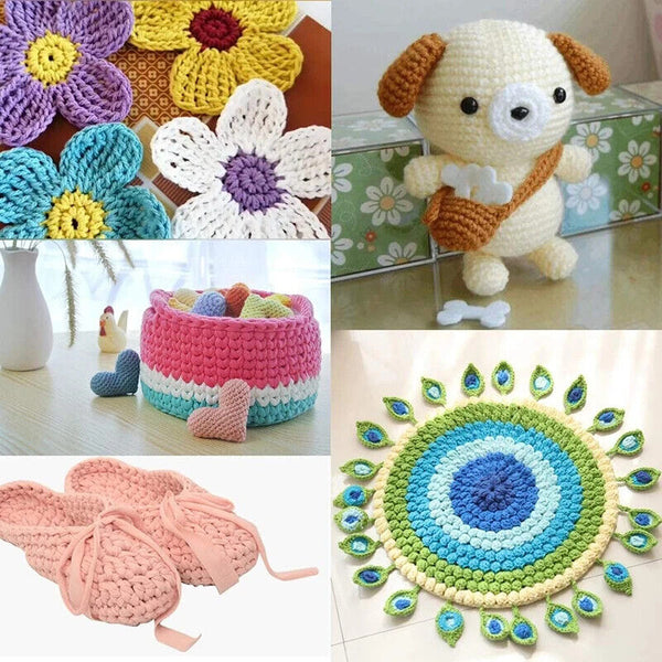 59PCS Beginner Crochet Hooks Kit 5 Roll Yarn Knitting Needles Sewing Set 2Color