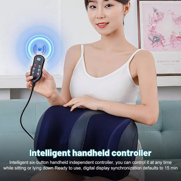 Foot Massager - Electric Shiatsu Kneading Leg & Calf Massage Machine with Heat (Navy Blue)