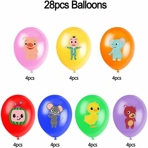 Cocomelon Tableware Party Supplies Kids Birthday Banner Topper Balloon Plate