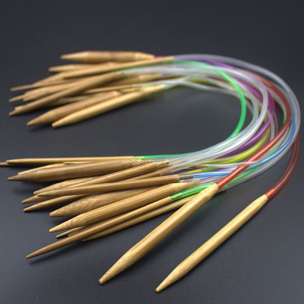 18PCS 80CM Tube Carbonized Circular Bamboo Knitting Needles Set Yarn Tools NEW