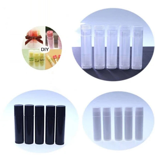10/30/50/100x Empty lipstick Plastic Lip Balm Container Tubes Caps 5g DIY Balm T