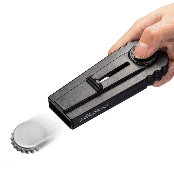 Bottle Cap Launcher Beer Drink Shooter Key Opener Flying Gun Ring Gift Top Zappa