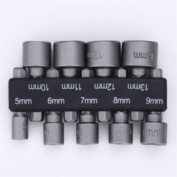 9PCS Power Nut Driver Drill Bit Set Metric Socket Wrench Screw 1/4