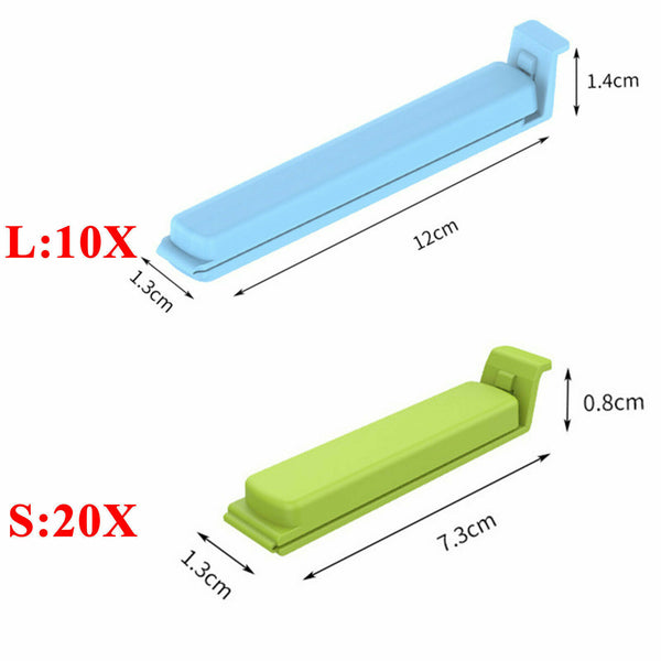 30PCS Plastic Food Storage Bag Sealing Clips Locks Mixed Sizes Kitchen StorageAU