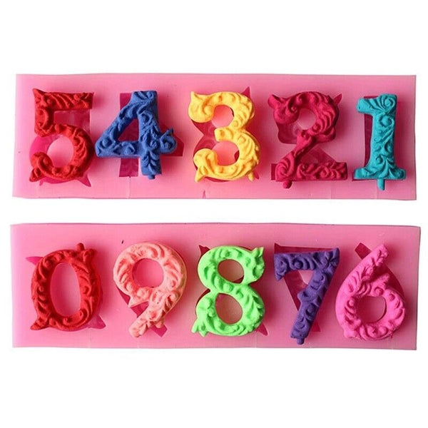 4PCS Number Silicone Fondant Mould Cake Decorating Sugar Topper Chocolate Mould