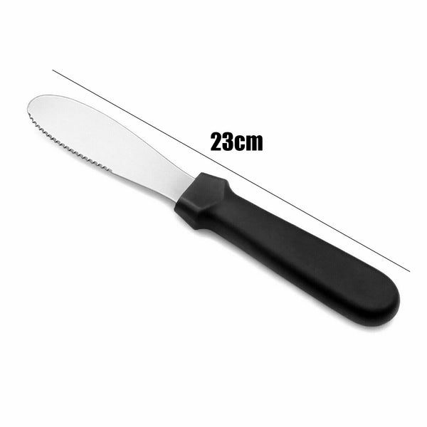 4pcs Stainless Steel Butter Knives | Black Sandwich Spreader & Cake Icing Spatula Set