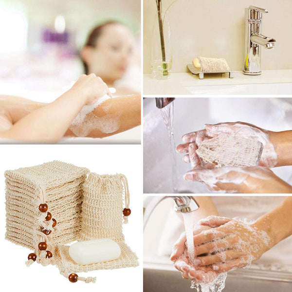20pcs Ramie Soap Exfoliating Bags | Foaming Soap Saver Pouch with Drawstring