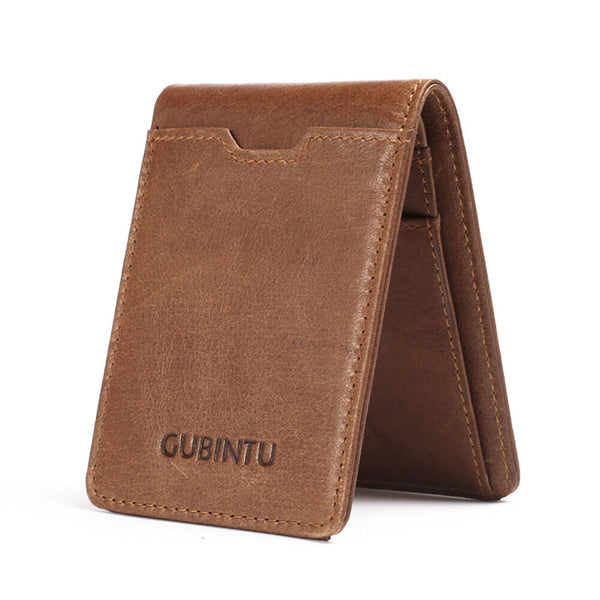 Bifold Credit Card Holder Genuine Leather Wallet Slim Mens RFID Blocking Purse