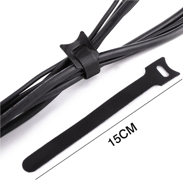 200PCS Reusable Cable Tie Nylon Hook Loop Strap Cord Ties PC TV Organiser New AU