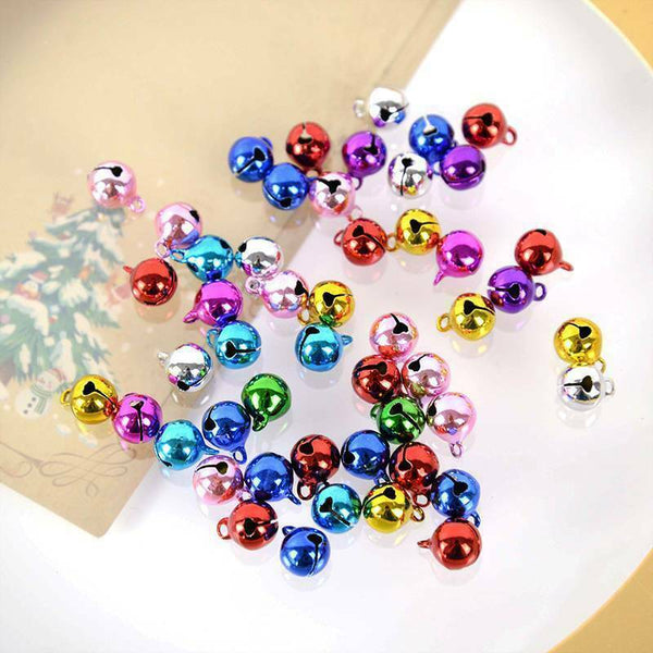 50PCS jingle bells aluminium beads 8mm christmas decoration mixed colours charms