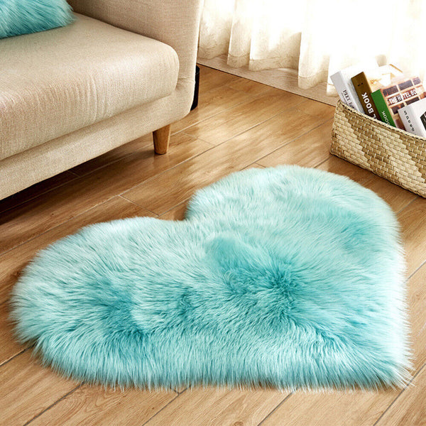Lovely Bedroom Area Anti-Skid Carpet Rugs Fluffy Heart Floor Mat Rug Shaggy