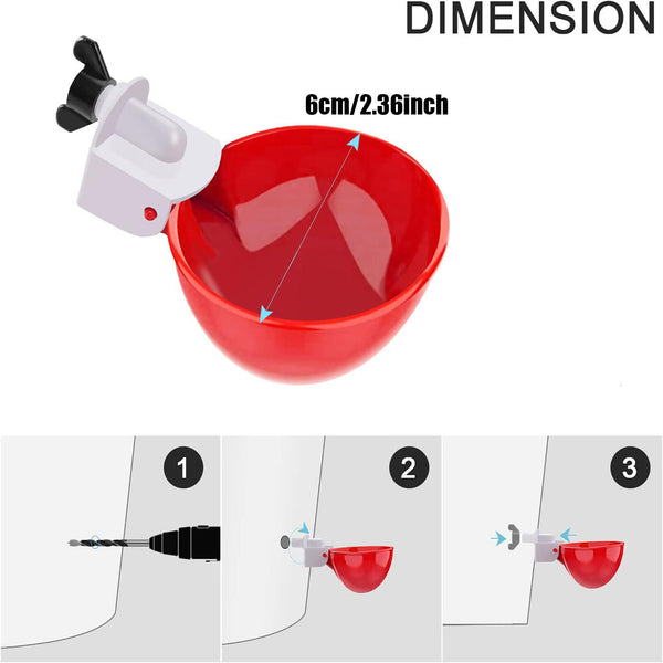 5PCS Automatic Chicken Water Cup Waterer Poultry Drinker Feeder Drinking Bowl