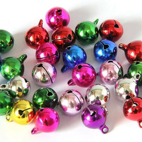 50PCS jingle bells aluminium beads 8mm christmas decoration mixed colours charms