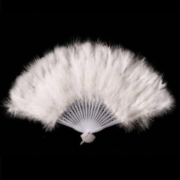2PCS Feather Fan Folding Costume Wedding Showgirl Dance Fancy Party Decor Craft