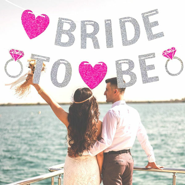 Bride to Be Banner – Silver Glitter Heart Bunting for Hens Night