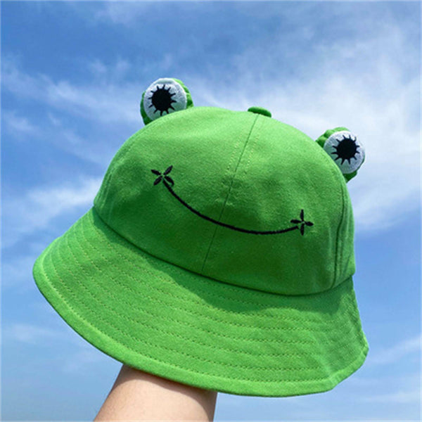 1/2x Adult Kid Frog Bucket Hat Outdoor Hiking Beach Fishing Cap Sunscreen Sunhat