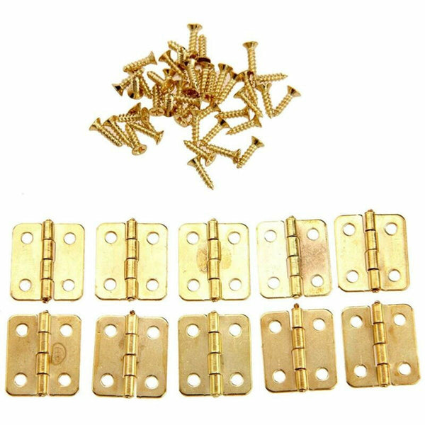 50/100pcs Small Mini Decorative Jewelry Cigar Box Hinges Brushed Brass+Nails AU