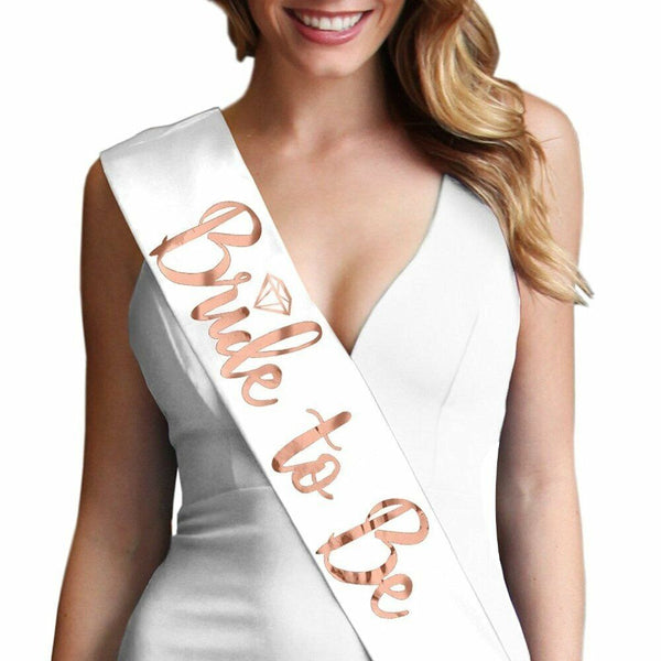 Rose Gold Bride to Be Veil Sash Tiara Team Bride Sash Hen Night Bridesmaid Sash