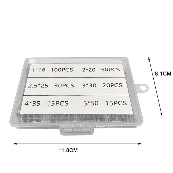 230PCS 304 Stainless Steel Cotter Pin Assortment Set Split Pin Value Kit NEW AU