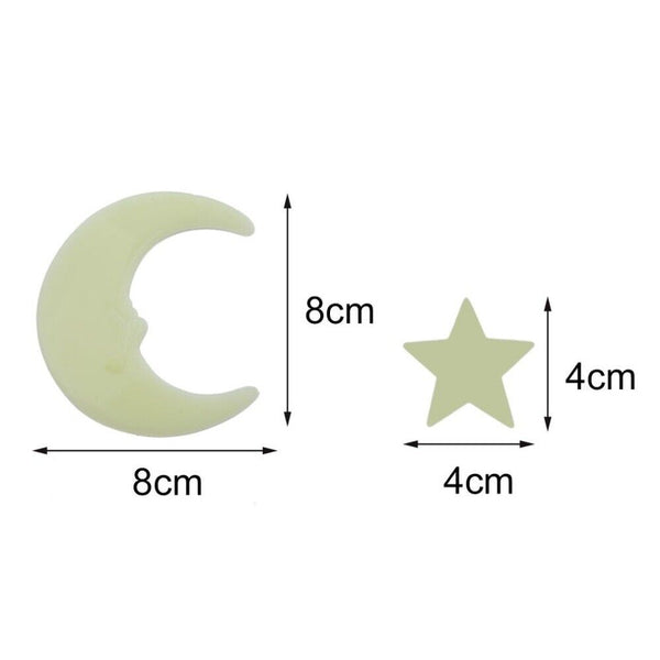 201x Home Wall Glow In The Dark Stars Stickers Set Baby KIDS Decal Luminous Moon