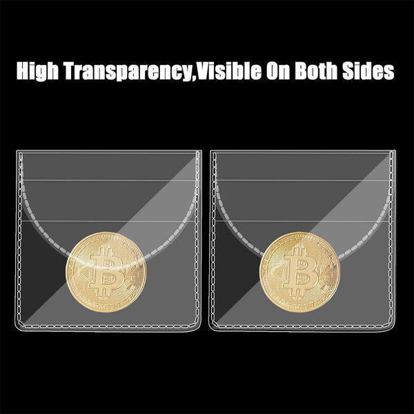 20pcs Single Pocket Coin Sleeves Holders Clear Coin Protector Sleeves Badge Bag