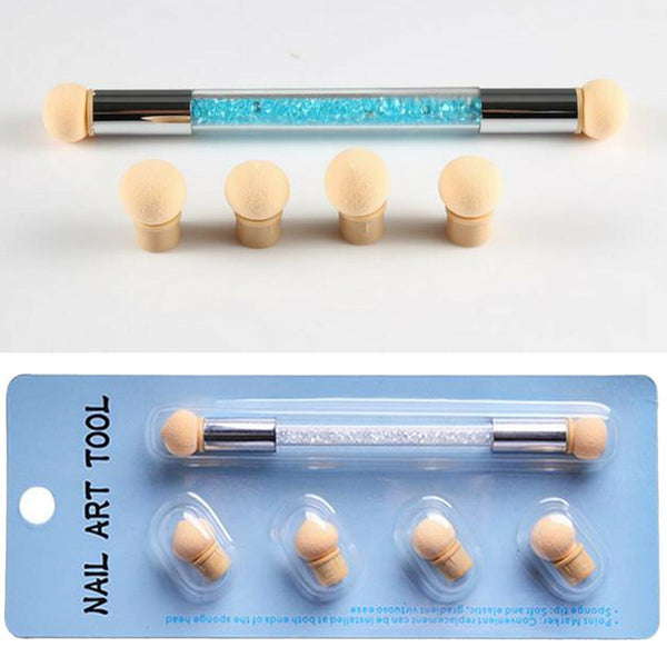 2 Sets Nail Art Sponge Stamping Brush Dual-head Colour Transfer Pen Gradient Paint AU