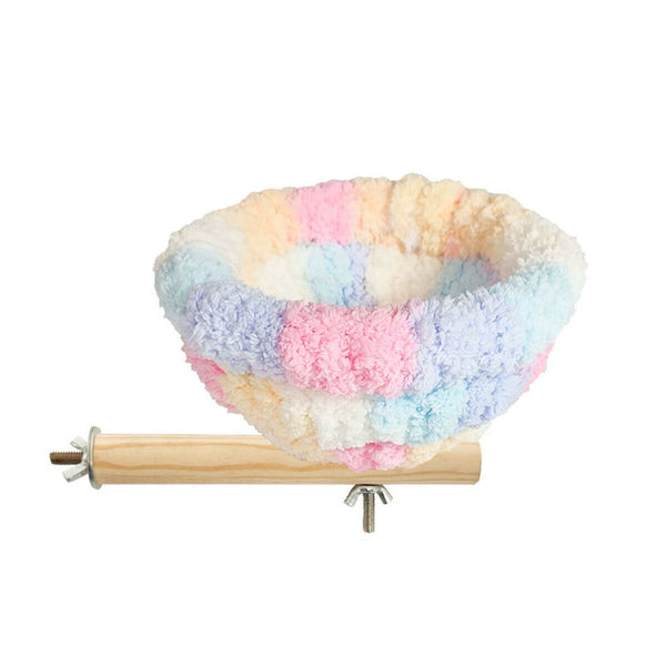 Warm Plush Bird Nest Hanging Cage Bed Parrot Bird House with Perch