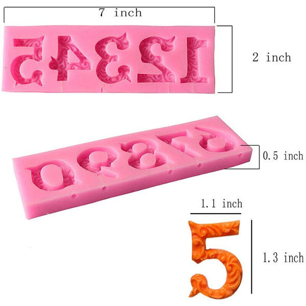 Number Silicone Fondant Mould Cake Decorating Sugar Craft Topper Chocolate Mold