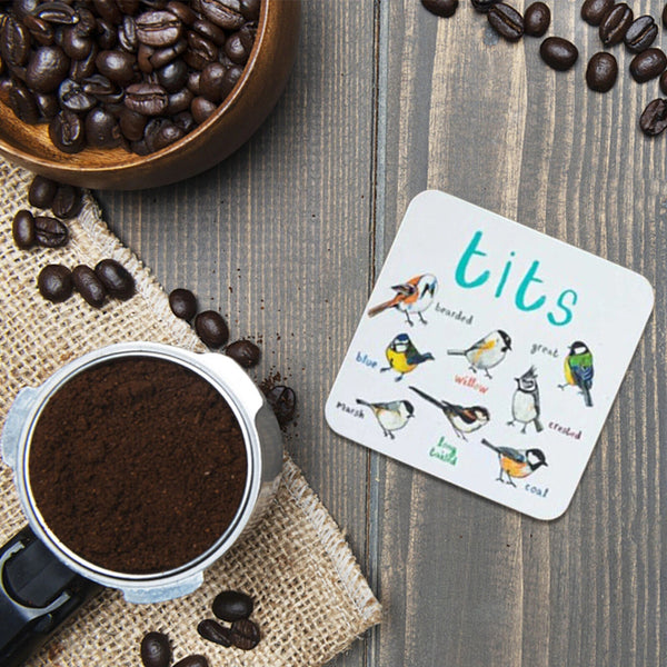 Set of 6 Bird Pun Coasters Funny Coasters for Drinks Kitchen Bar Decoration Gift