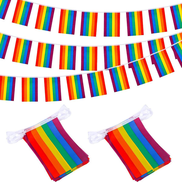 20PCS Rainbow String Flag Gay 5.5M +3x flag Lesbian Pride LGBT Mardi Gras Banner