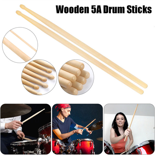 10Pair 5A Maple Wood Lightweight Endearing Music Oval Tip Drumsticks Drum Sticks