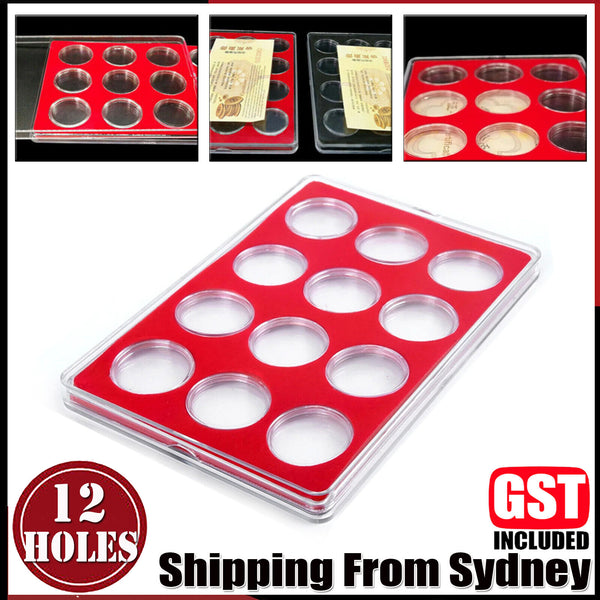 12 Holes Coin Collection Box Protective Display Case Storage Organizer Holder AU