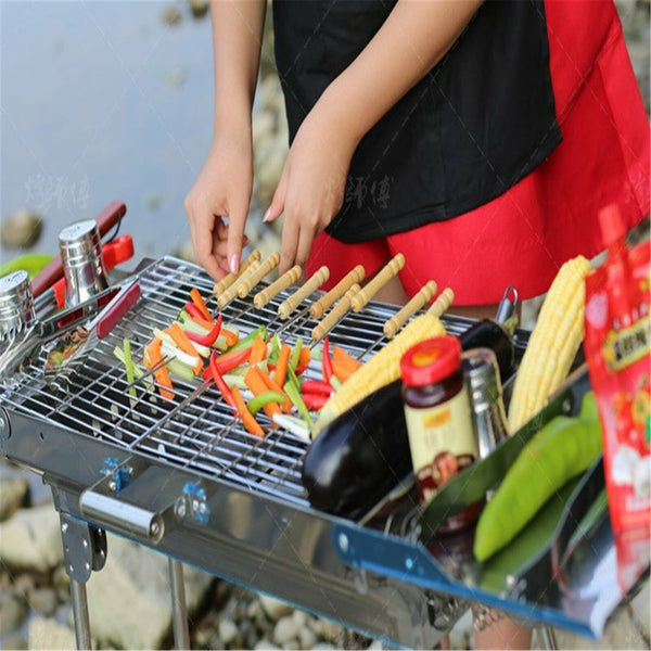 120PCS BBQ Metal Skewers Stainless Steel Flat Needle Barbecue Tools Kebab Stick